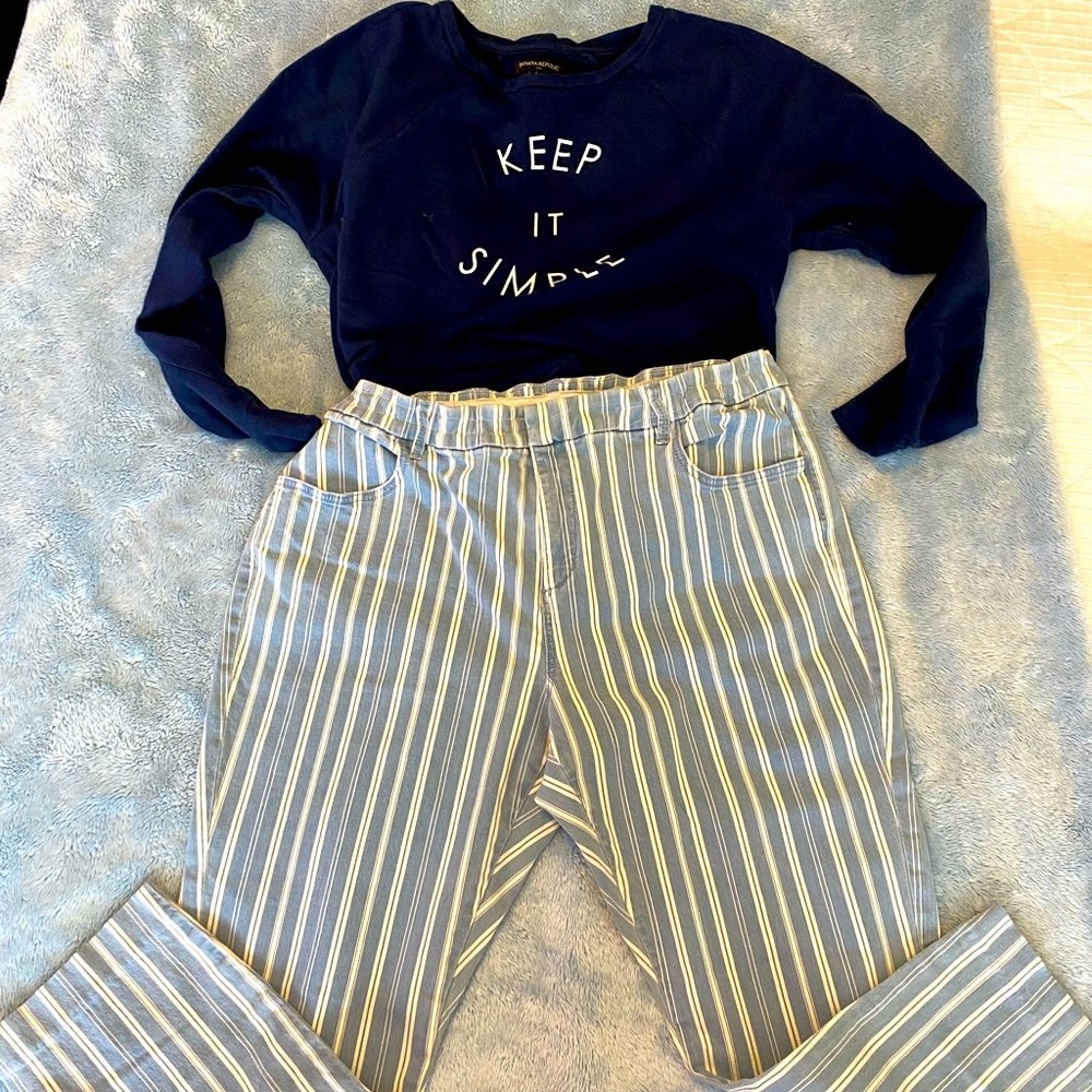 Loft Striped Capri Jeans
